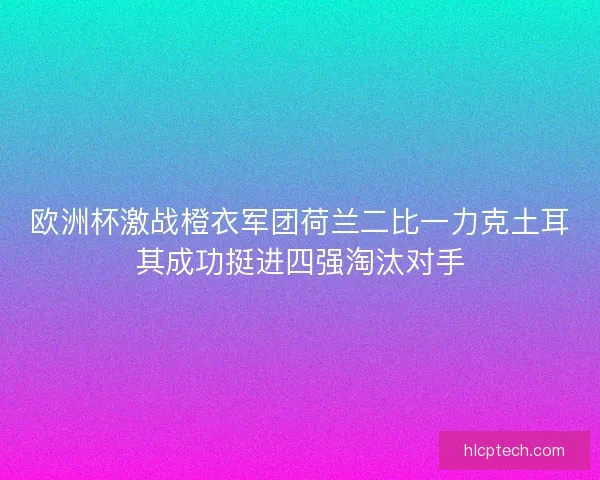 欧洲杯激战橙衣军团荷兰二比一力克土耳其成功挺进四强淘汰对手